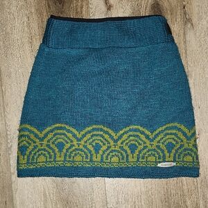 Everest Teal and Yellow Patterned Mini Skirt